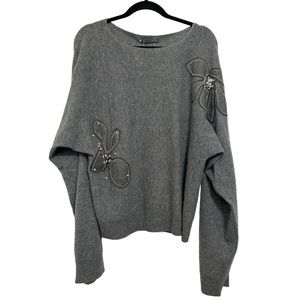 NWT InCashmere Oversized Sweater Sz M Gray